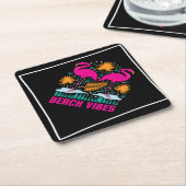 Strand Vibe Roze Flamingo's Design Kartonnen Onderzetters (Schuin)