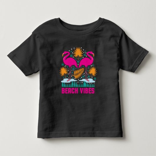 Strand Vibe Roze Flamingo's Design Kinder Shirts (Voorkant)