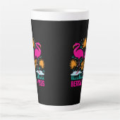Strand Vibe Roze Flamingo's Design Latte Mok (Voorkant)