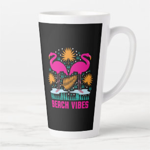 Strand Vibe Roze Flamingo's Design Latte Mok