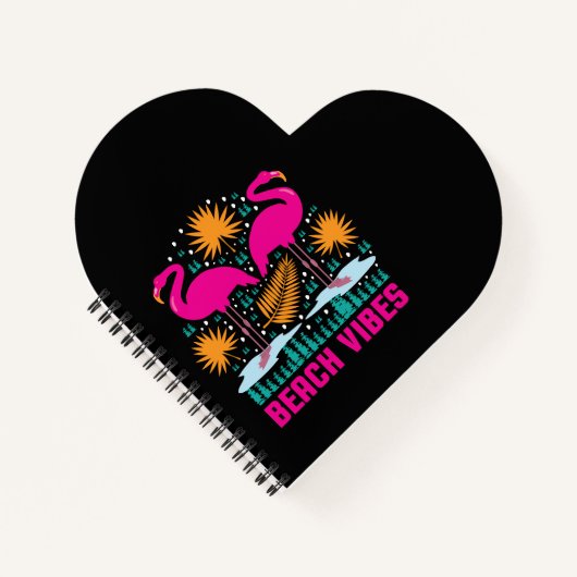Strand Vibe Roze Flamingo's Design Notitieboek (Voorkant)