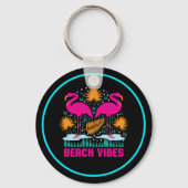 Strand Vibe Roze Flamingo's Design Sleutelhanger (Achterkant)