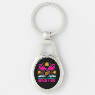 Strand Vibe Roze Flamingo's Design Sleutelhanger