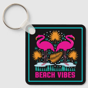 Strand Vibe Roze Flamingo's Design Sleutelhanger