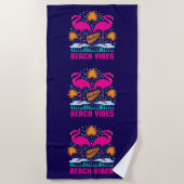 Strand Vibe Roze Flamingo's Design Strandlaken (Voorkant)