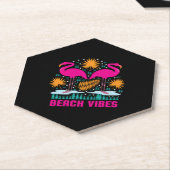 Strand Vibe Roze Flamingo's Ontwerp Kartonnen Onderzetters (Schuin)