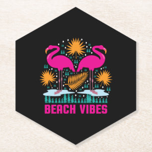 Strand Vibe Roze Flamingo's Ontwerp Kartonnen Onderzetters