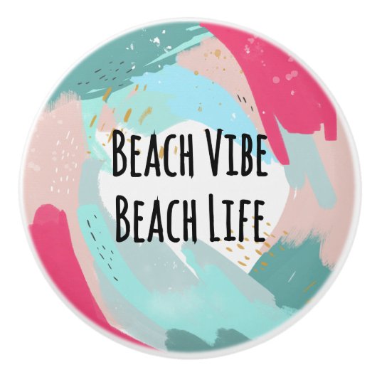 Strand Vibe Strand Leven Keramische Knop (Voorkant)