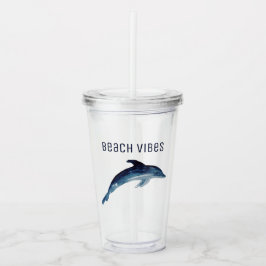 STRAND VIBES EN WATERVERF DOLFIJN Tumbler Acryl Drinkbeker