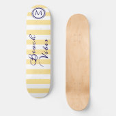 Strand Vibes Geel Wit Gestreept Cool Monogram Persoonlijk Skateboard (Voorkant)