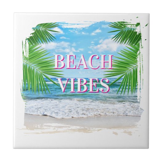 Strand Vibes Keramische Tegel Tegeltje (Voorkant)