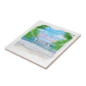 Strand Vibes Keramische Tegel Tegeltje (Zijkant)