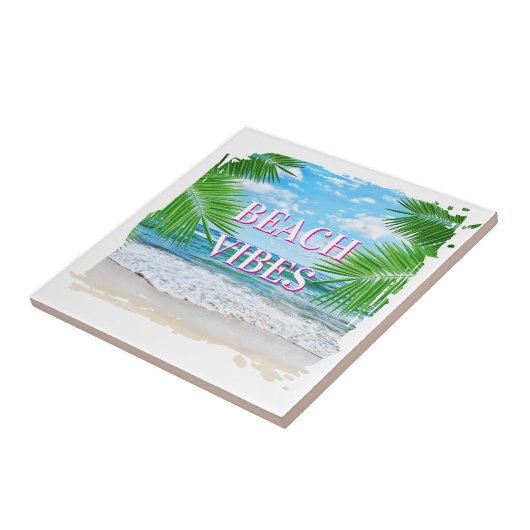 Strand Vibes Keramische Tegel Tegeltje (Zijkant)