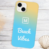 Strand Vibes Modern Blauw Geel Ombre Monogrammed Case-Mate iPhone Case