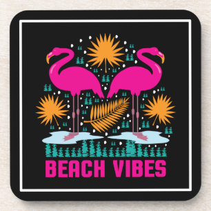 Strand Vibes Pink Flamingos-19501 Bier Onderzetter