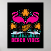 Strand Vibes Pink Flamingos-19501 Poster (Voorkant)