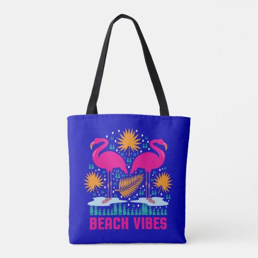 Strand Vibes Pink Flamingos-19501 Tote Bag (Achterkant)