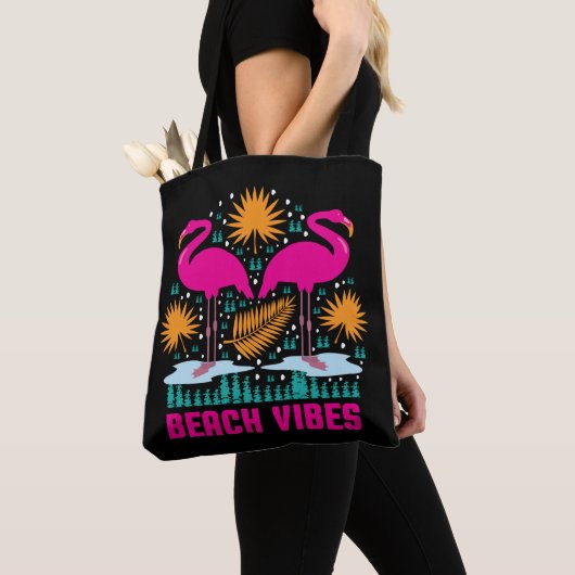 Strand Vibes Pink Flamingos-19501 Tote Bag (Dichtbij)