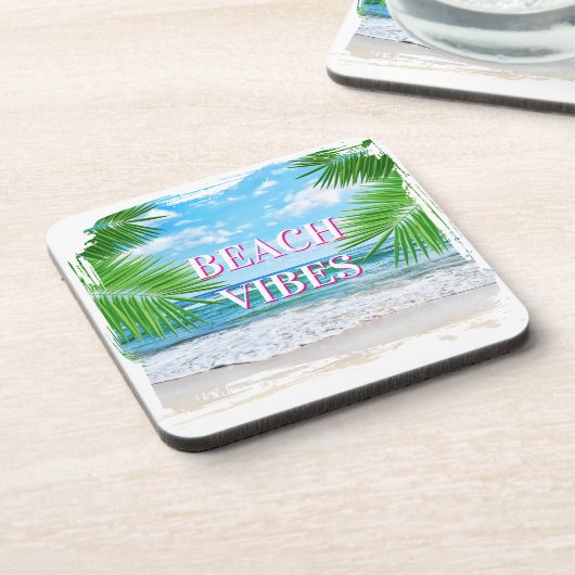 Strand Vibes Plastic Onderzetter Set (Linkerzijde)