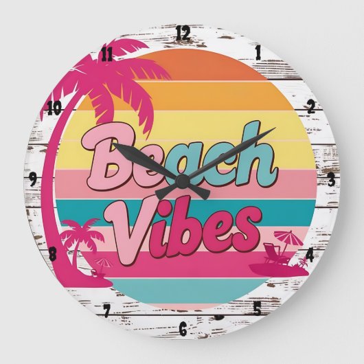 Strand Vibes Sunset Clock Tropical Grote Klok (Voorkant)