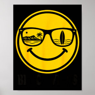 Strand vibes surfen glimlach gezicht zonnebril sur poster