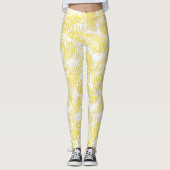 Strand Vibes Tropische Print Geel Wit Leggings (Voorkant)