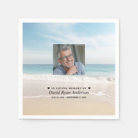 Strand Viering van het Leven Foto Begrafenismonume Servet (Voorkant)