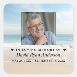 Strand Viering van het Leven Foto Begrafenismonume Vierkante Sticker