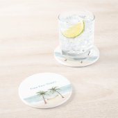 Strand Vind Je Gelukkige Palmbomen Oceaan Zandsteen Onderzetter (Zijkant)