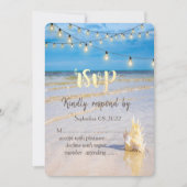 Strand Vlecht Snaar Licht Schelp RSVP Kaart (Voorkant)