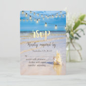  Strand Vlecht Snaar Lichtjes Zeeschelp RSVP  Kaart (Staand voorkant)