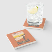 Strand & Vliegers - de Kust van Washington Stenen Onderzetter (Zijkant)