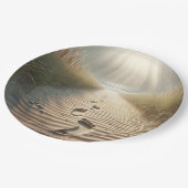 Strand Voetafdrukken In Zand Papieren Bordje (Gekanteld)