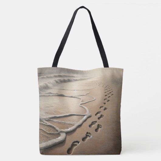 Strand Voetafdrukken In Zand Tote Bag (Achterkant)