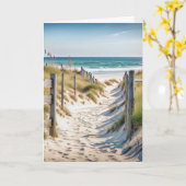 Strand Voetafdrukken Sympathie Kaart (Gele Bloem)