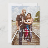 Strand Vogel Handgetekend Schrift Save the Date Fo (Voorkant)
