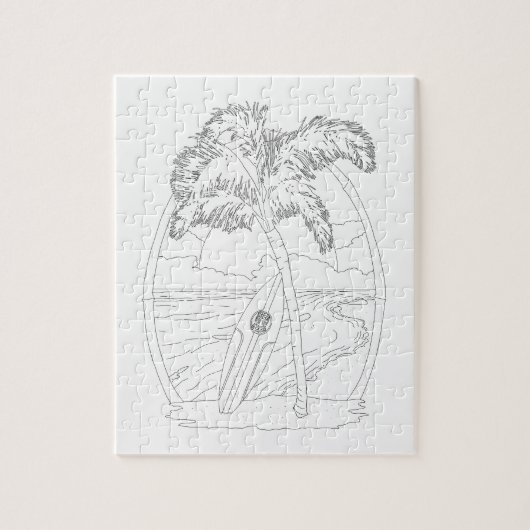 Strand voor volwassenen kleurplaat puzzel (Verticaal)