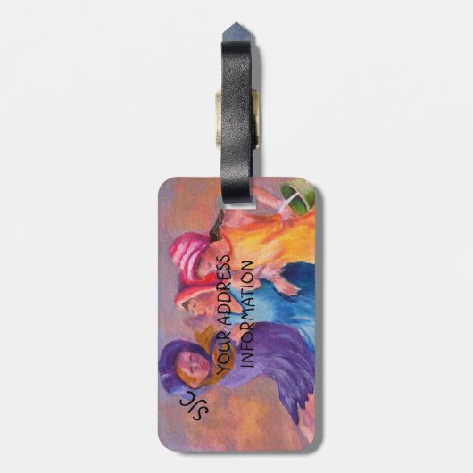 STRAND VRIENDINNEN GEPERSONALISEERD BAGAGELABEL (Achterkant verticaal)