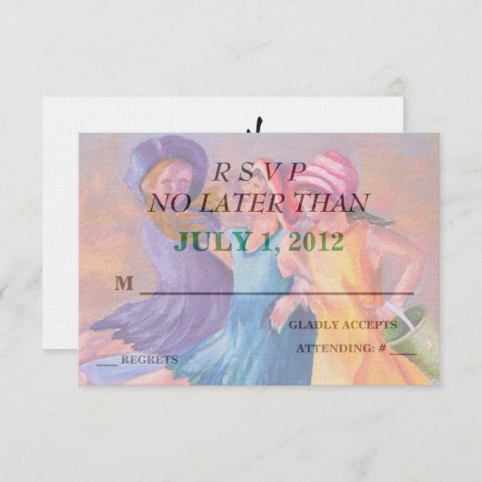 STRAND VRIENDINNEN  RSVP KAARTEN (Voorkant / Achterkant)