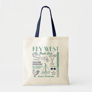 Strand vrijgezellenfeest Doodle Tekening Key West Tote Bag