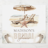 Strand Vrijgezellenfeest gepersonaliseerde pastel Sparkling Wijnetiket (Enkel label)