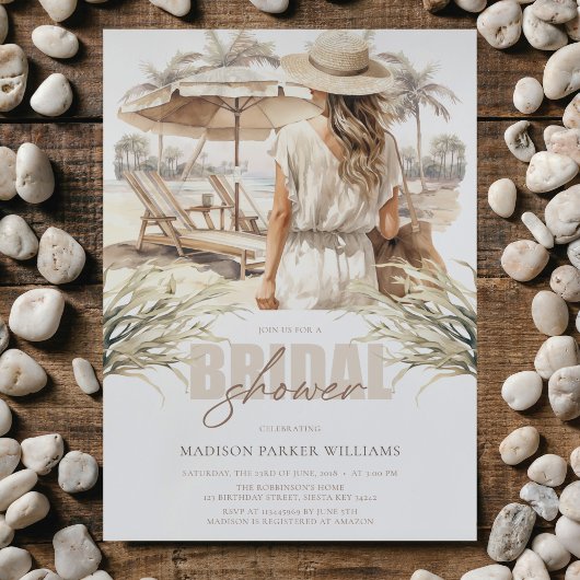 Strand Vrijgezellenfeest Pastel Waterverf Kaart