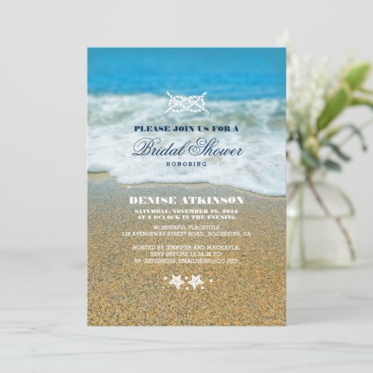 Strand Vrijgezellenfeest Rope Knot Uitnodigingen (Staand voorkant)