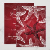 strand Vrijgezellenfeest Starfish Red Kaart (Voorkant / Achterkant)