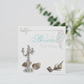  strand Vrijgezellenfeest Tea Party Uitnodiging (Staand voorkant)