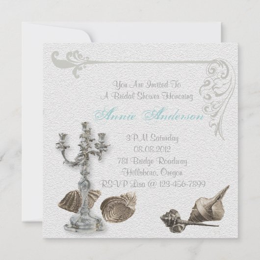  strand Vrijgezellenfeest Tea Party Uitnodiging (Achterkant)