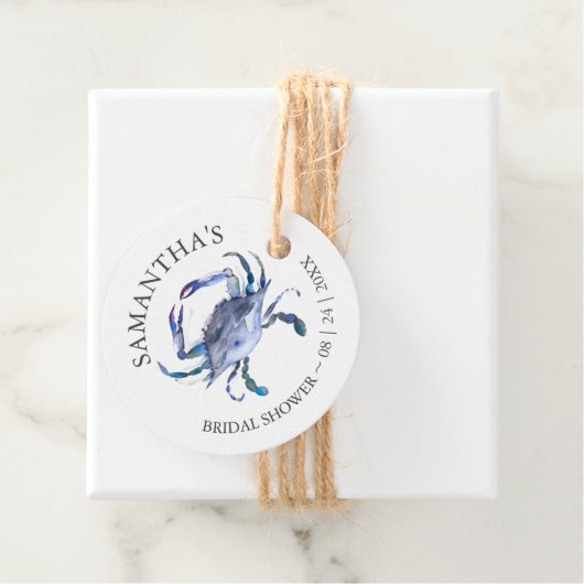 Strand Vrijgezellenfeest thema krab Bedankjes Labels (In situ)