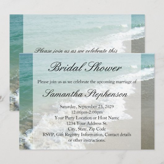 Strand Vrijgezellenfeest, Witte Oceaan Surf Kaart (Voorkant / Achterkant)