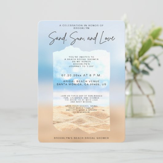 Strand Vrijgezellenfeest Zand Zon En Liefde Kaart (Staand voorkant)