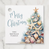 Strand Vrolijk Kerstfeest Bedankjes Labels (Voorkant)